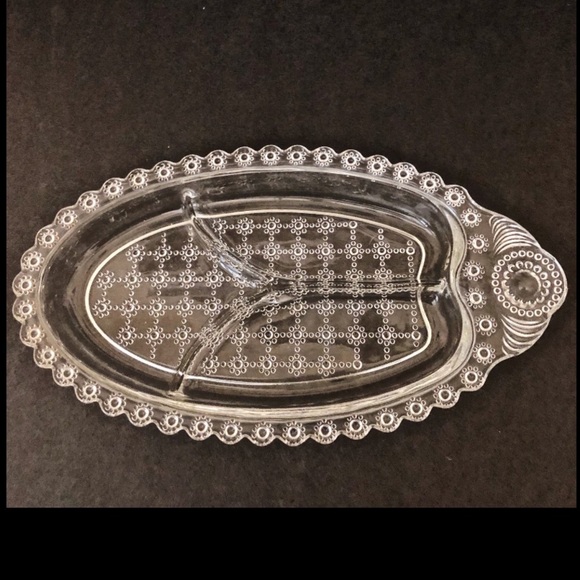 Vintage HAZEL ATLAS 3-Part Relish Dish Jewel Pattern - Picture 11 of 13